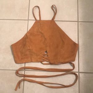 ‘Suede’ strappy crop top